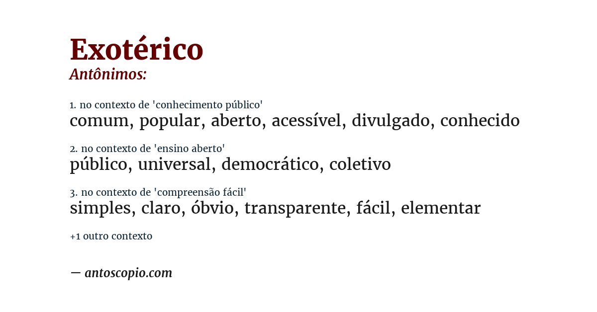Antônimo de exotérico