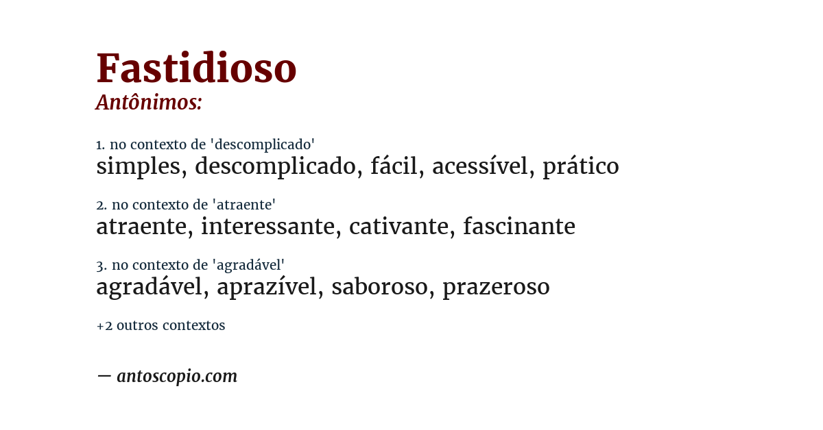 Antônimo de fastidioso