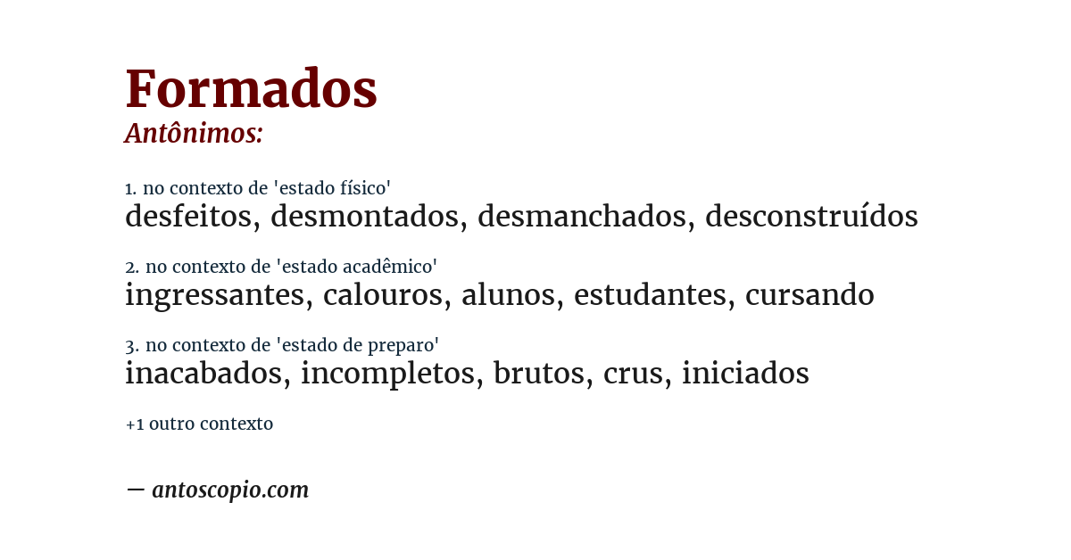Antônimo de formados