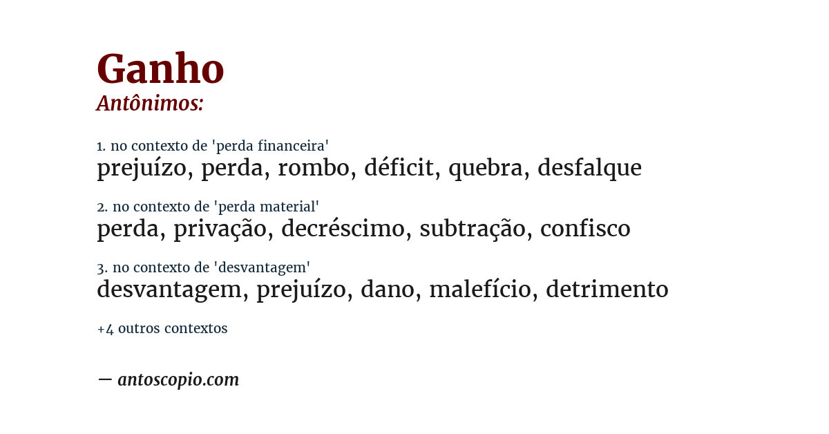 Antônimo de ganho