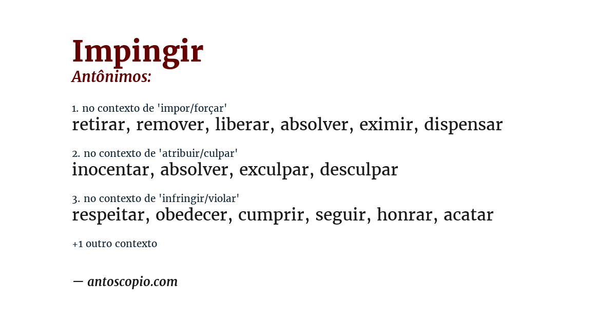 Antônimo de impingir