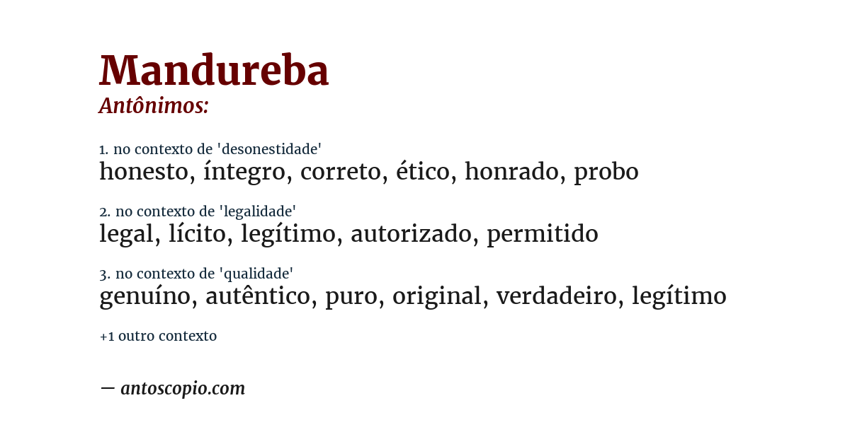 Antônimo de mandureba