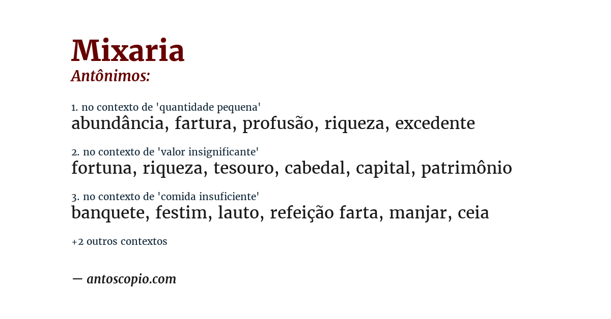 Antônimo de mixaria