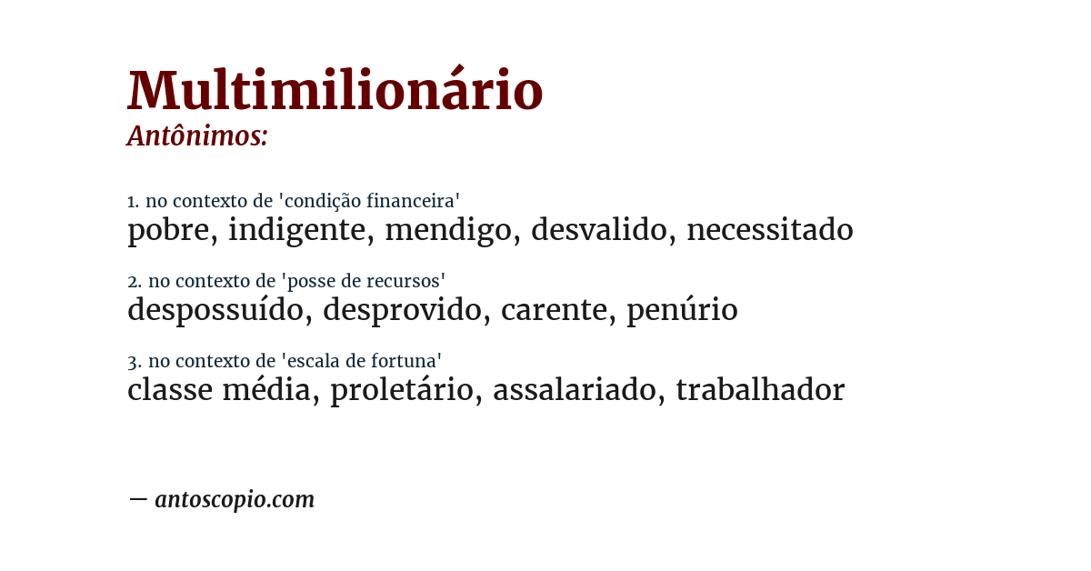 Antônimo de multimilionário