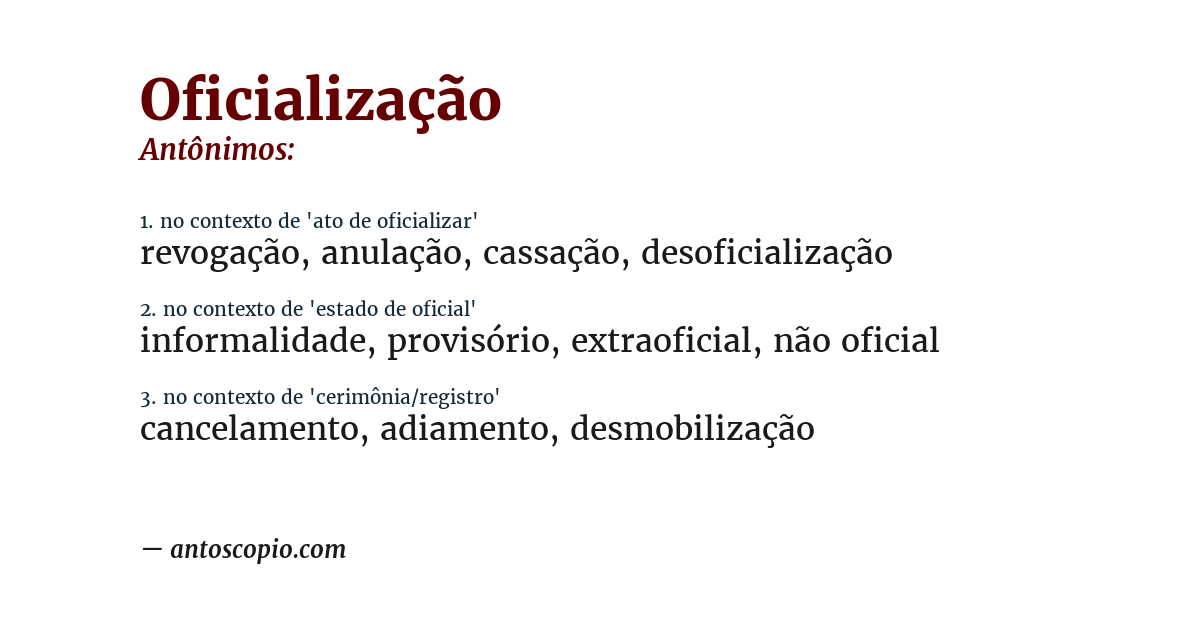Antônimo de oficialização