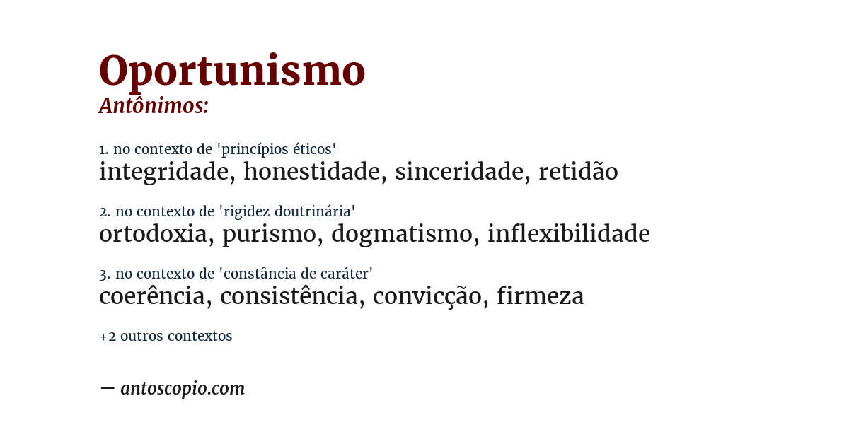 Antônimo de oportunismo