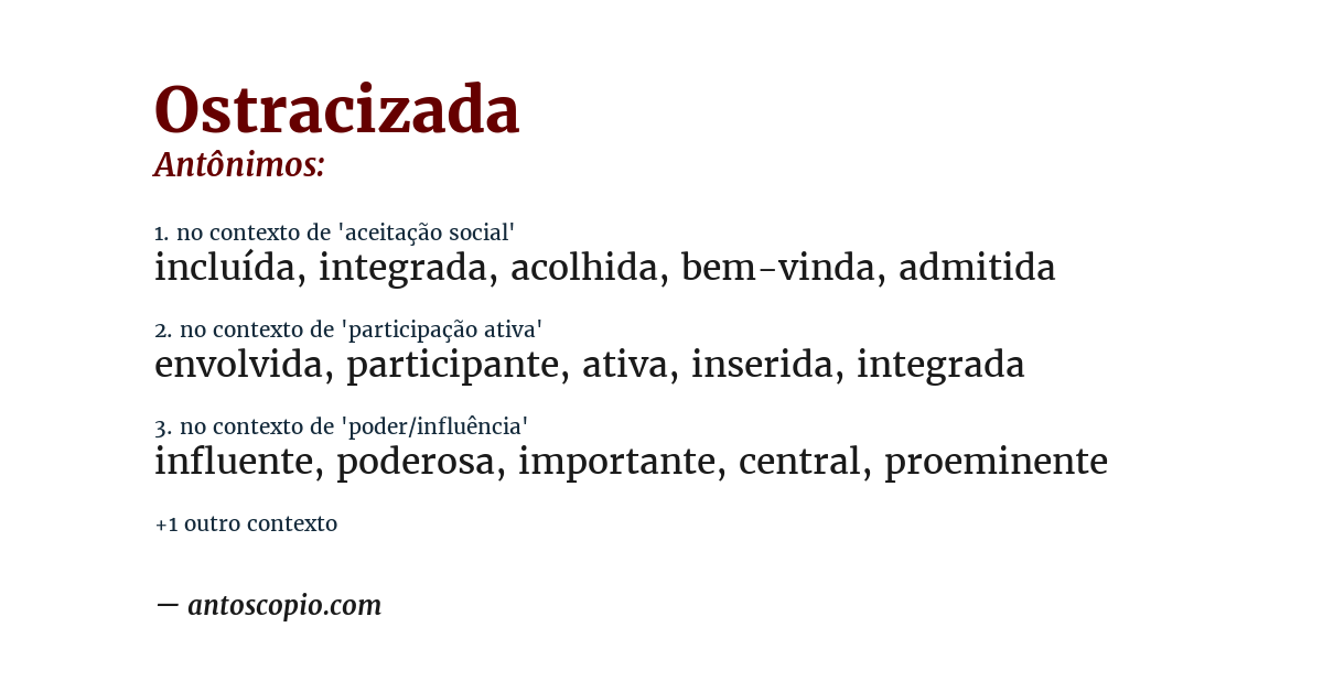 Antônimo de ostracizada