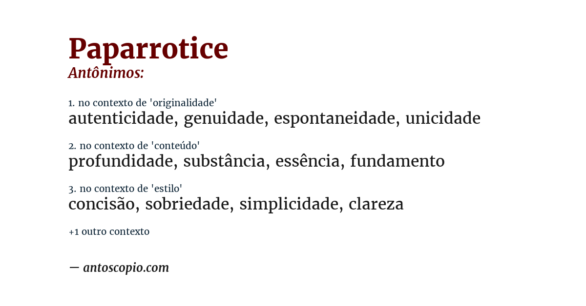 Antônimo de paparrotice