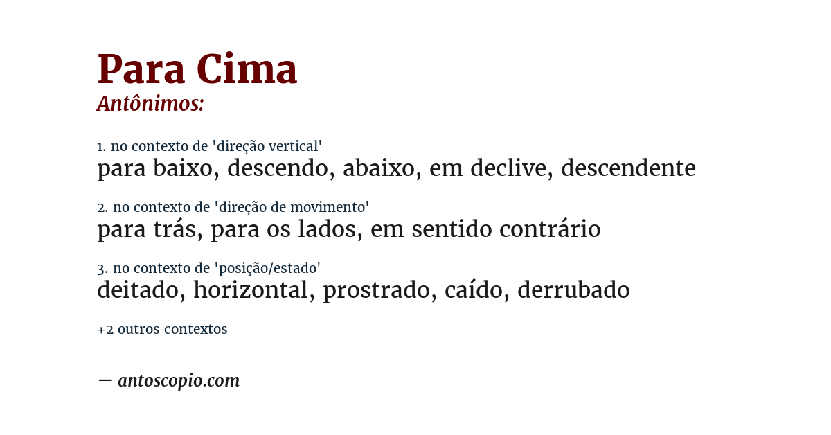 Antônimo de para cima