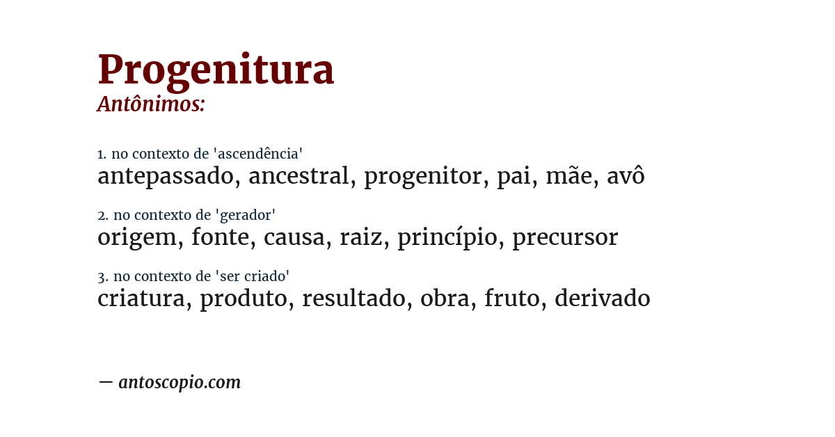 Antônimo de progenitura