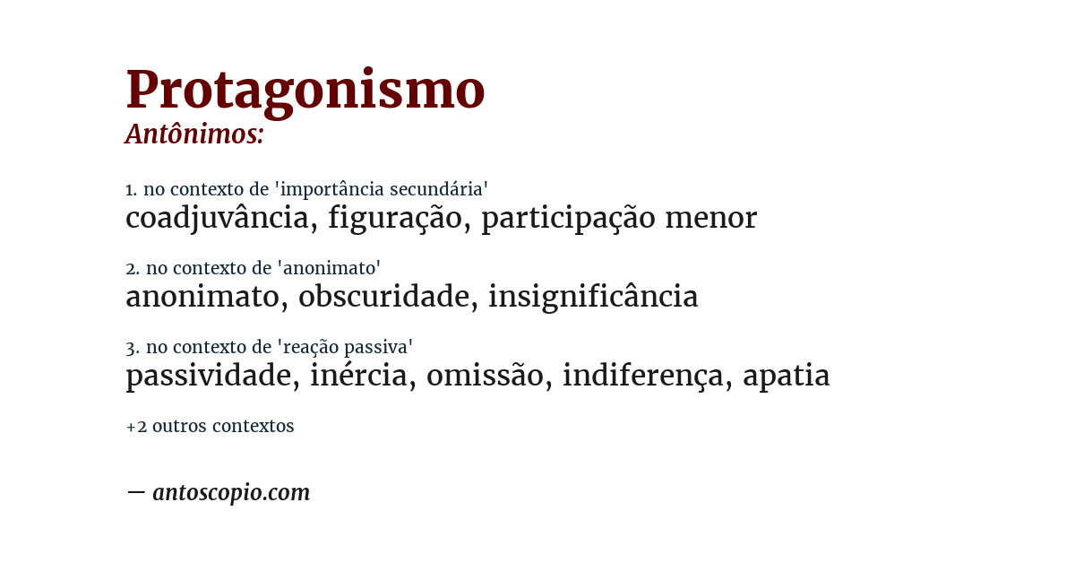 Antônimo de protagonismo