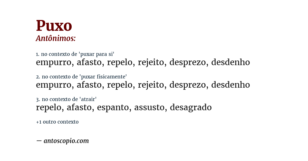 Antônimo de puxo