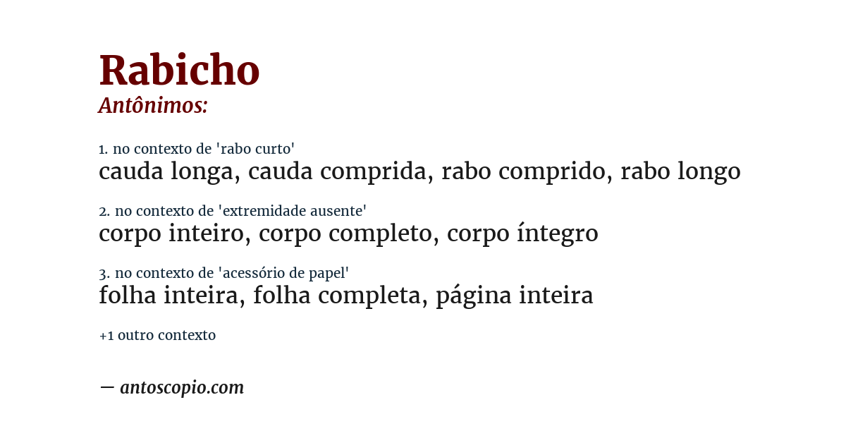 Antônimo de rabicho
