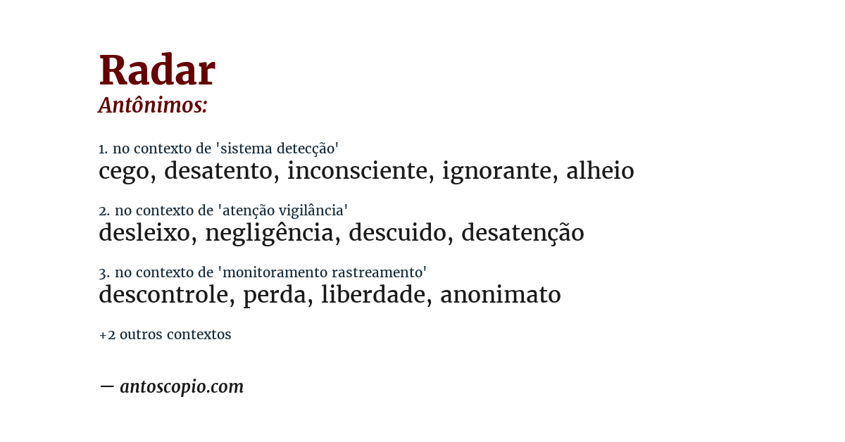Antônimo de radar