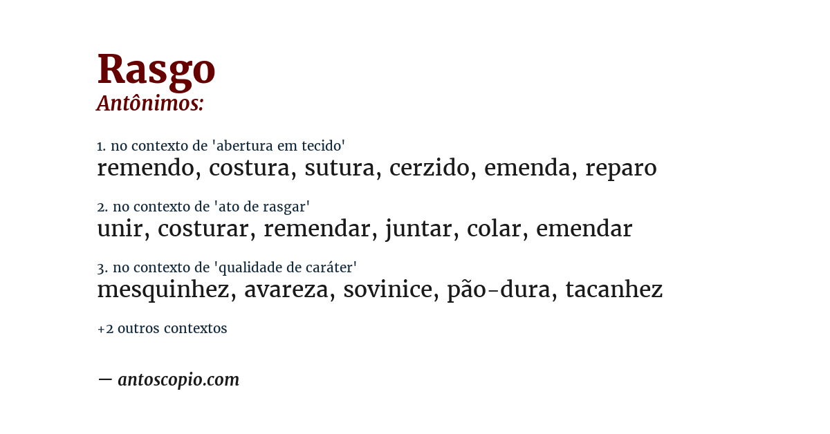 Antônimo de rasgo