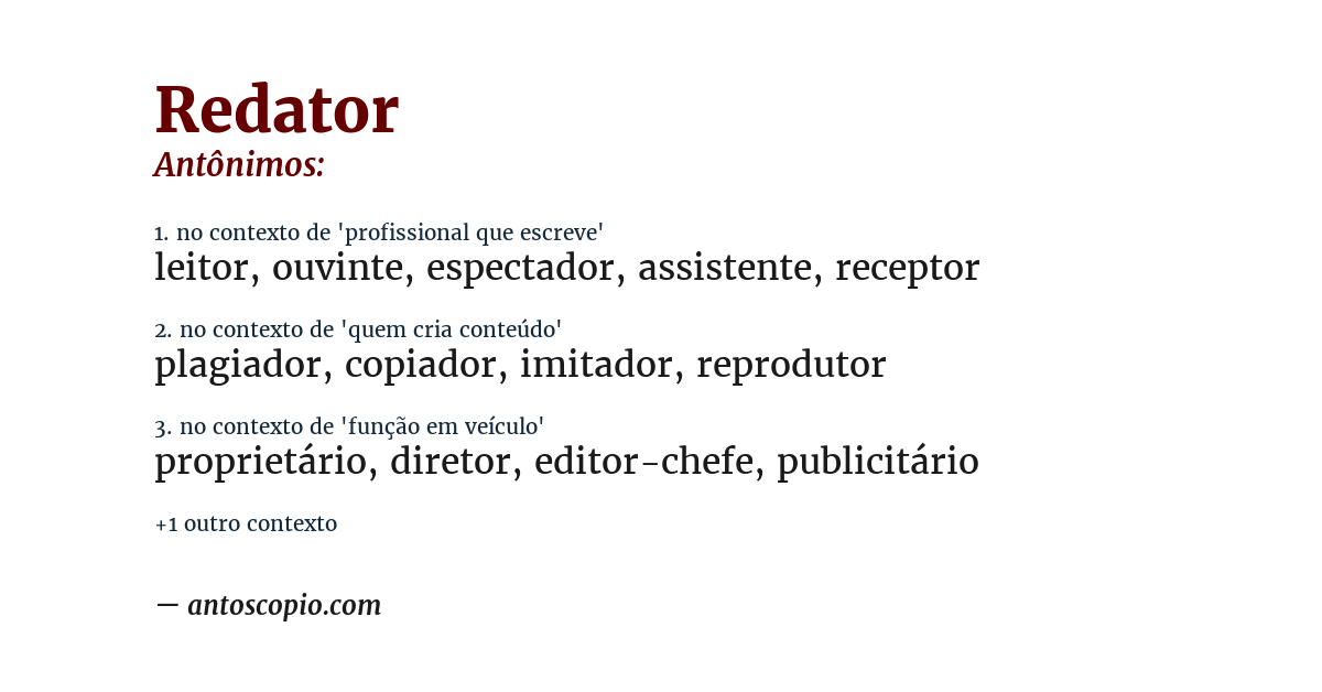 Antônimo de redator