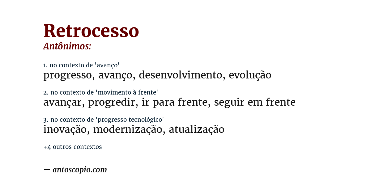 Antônimo de retrocesso