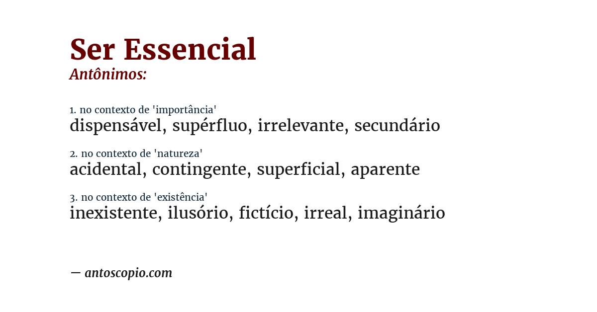 Antônimo de ser essencial