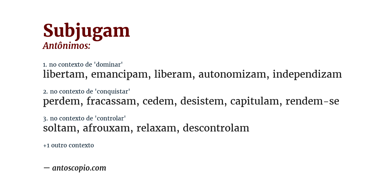 Antônimo de subjugam