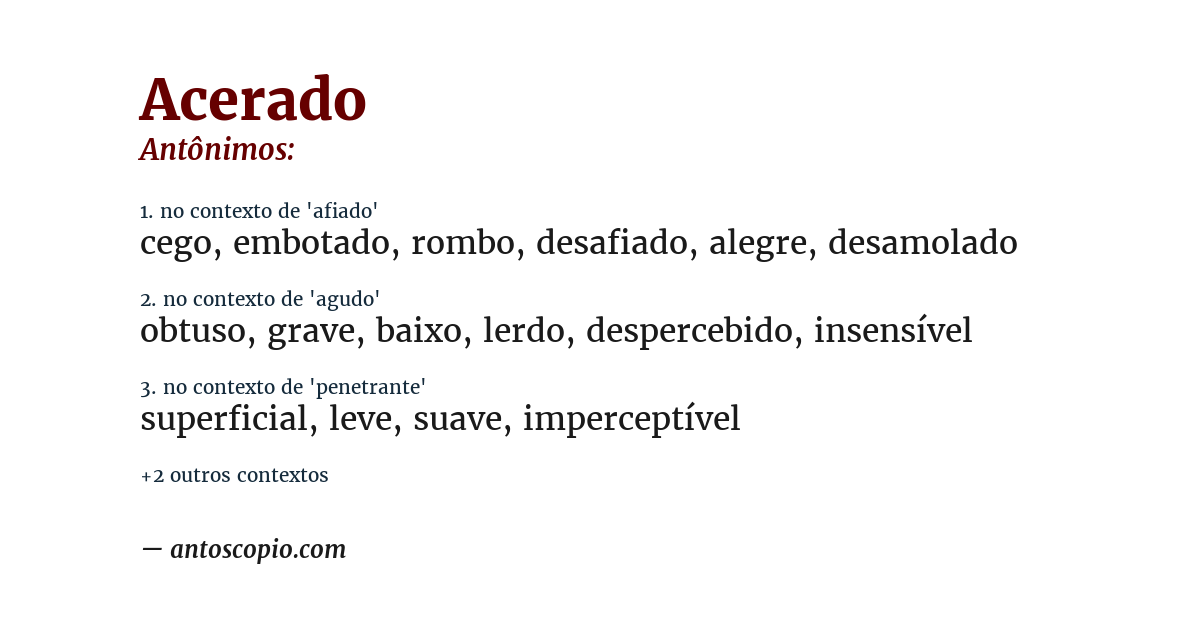 Antônimo de acerado