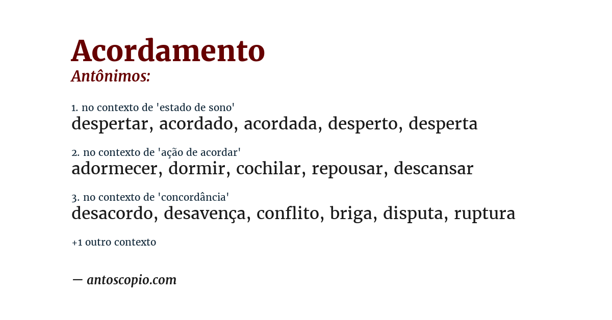Antônimo de acordamento