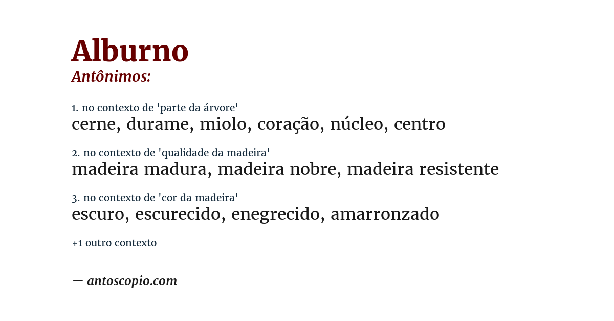 Antônimo de alburno
