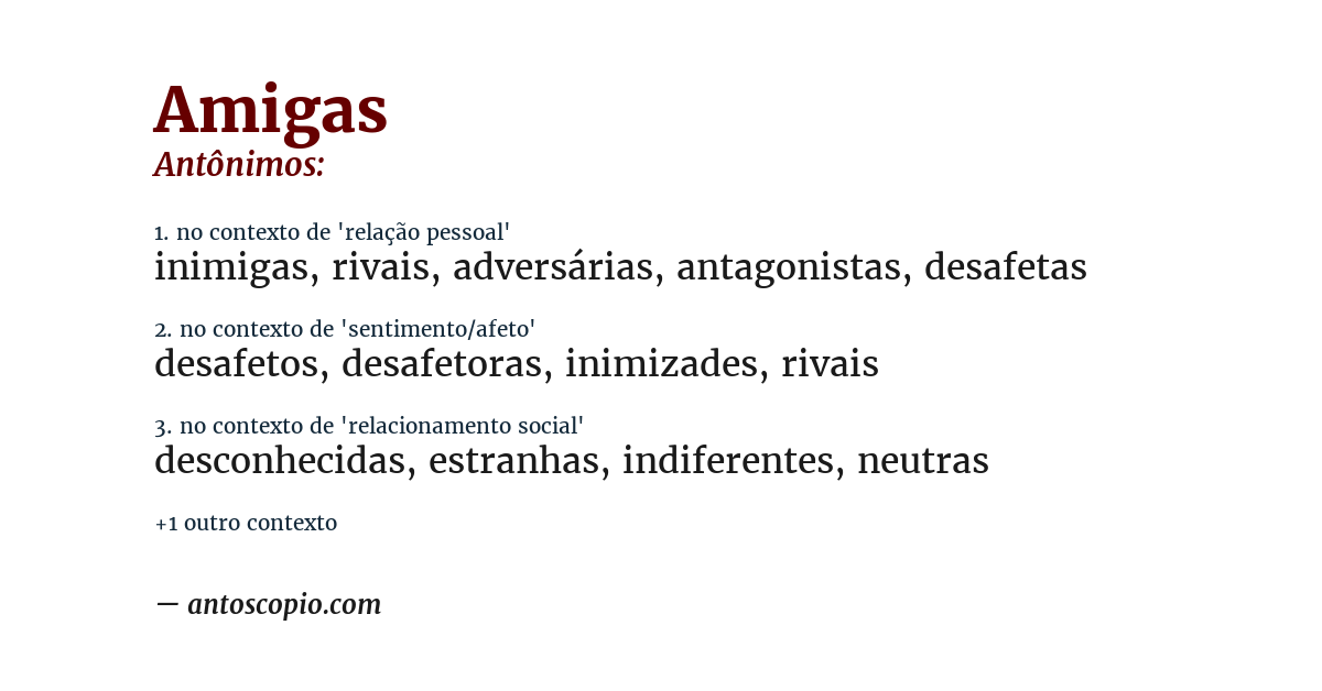 Antônimo de amigas