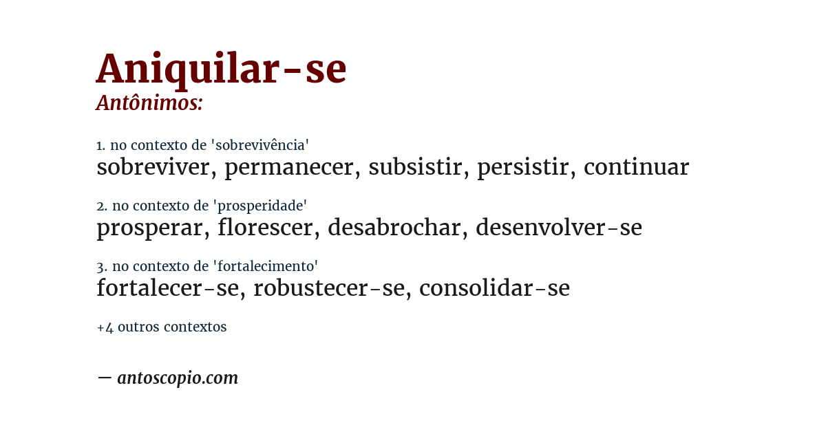 Antônimo de aniquilar-se