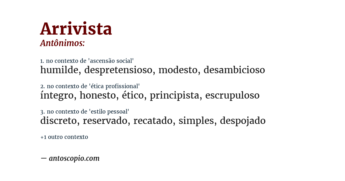 Antônimo de arrivista