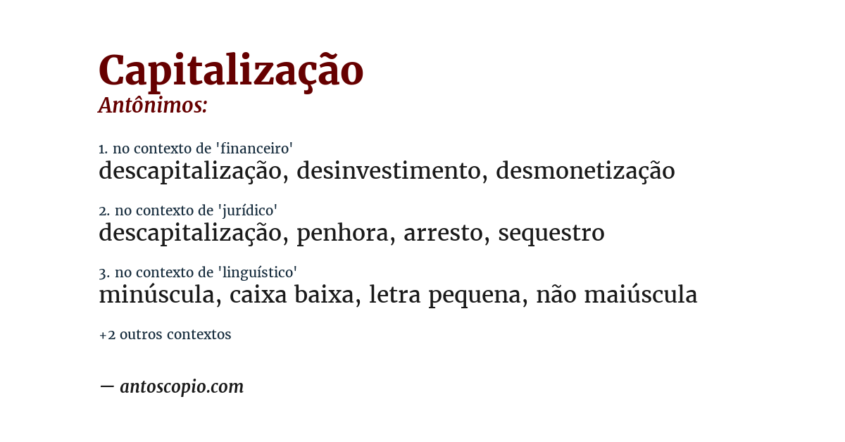 Antônimo de capitalização