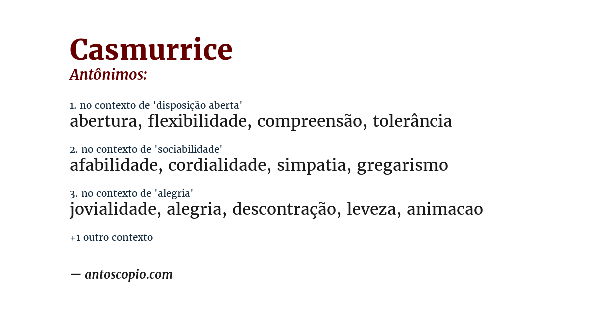 Antônimo de casmurrice