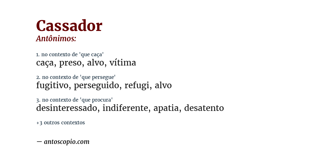 Antônimo de cassador