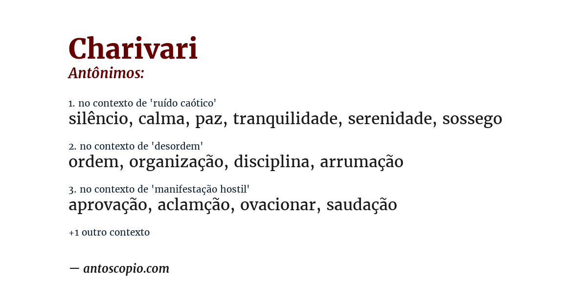 Antônimo de charivari