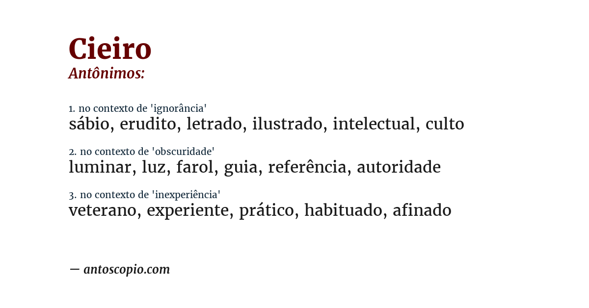 Antônimo de cieiro