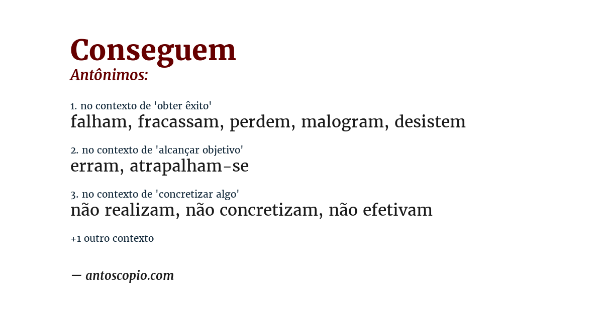 Antônimo de conseguem