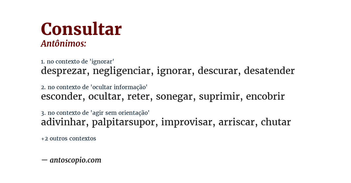 Antônimo de consultar