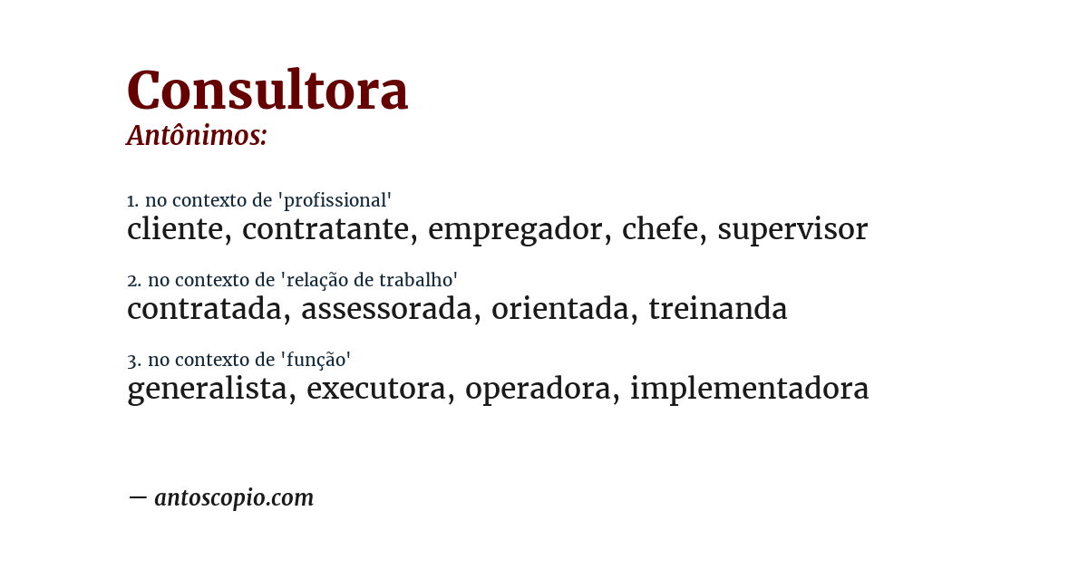 Antônimo de consultora