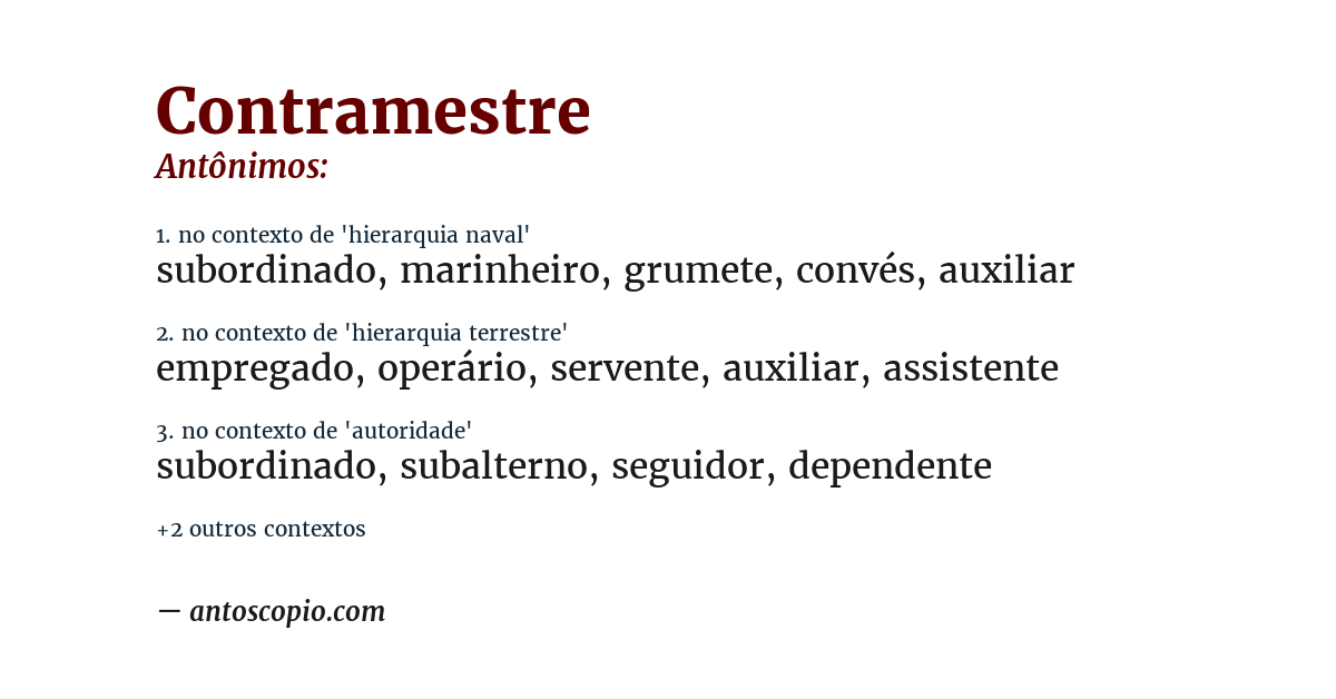 Antônimo de contramestre