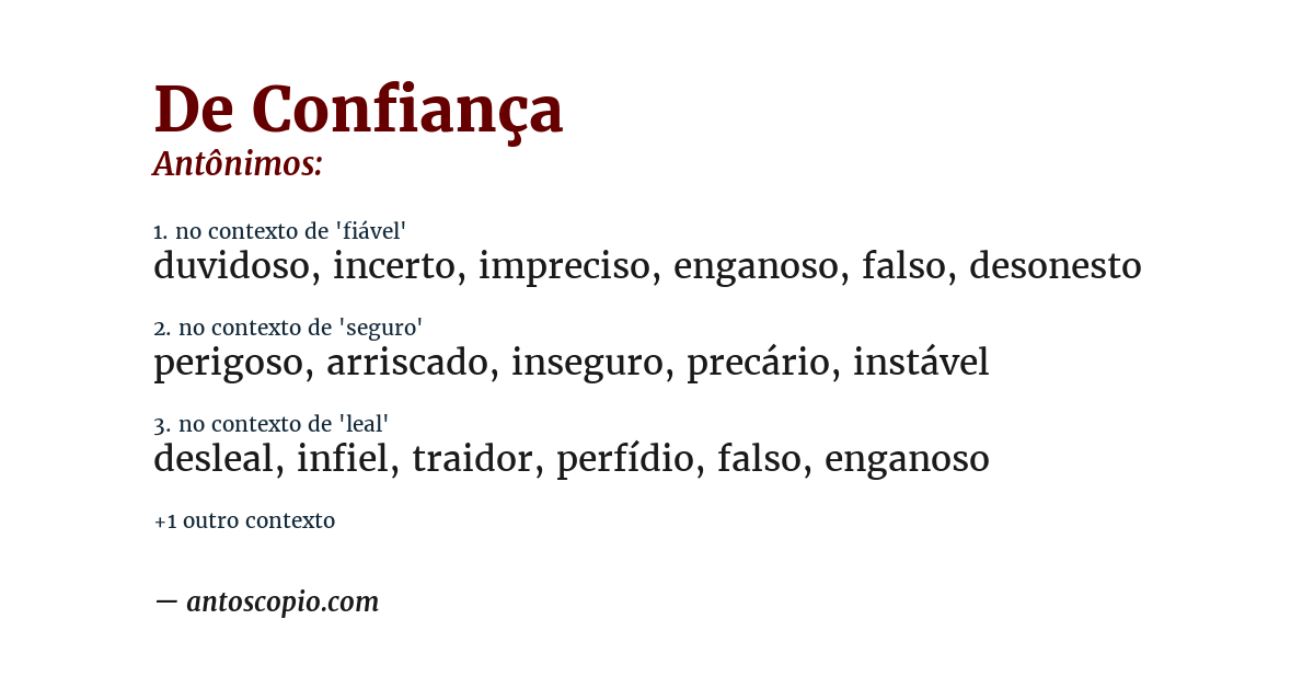 Antônimo de de confiança