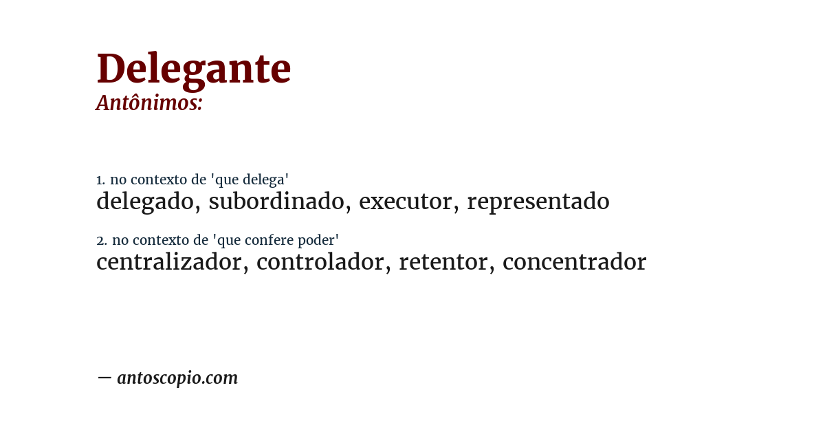 Antônimo de delegante