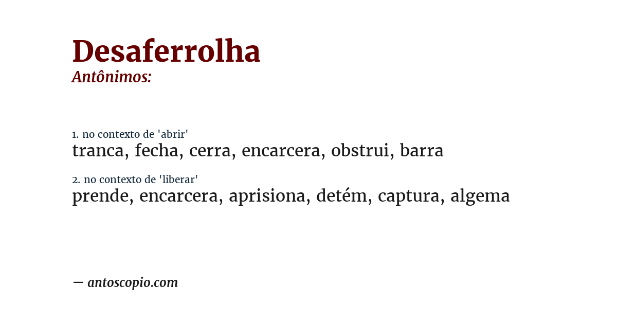 Antônimo de desaferrolha
