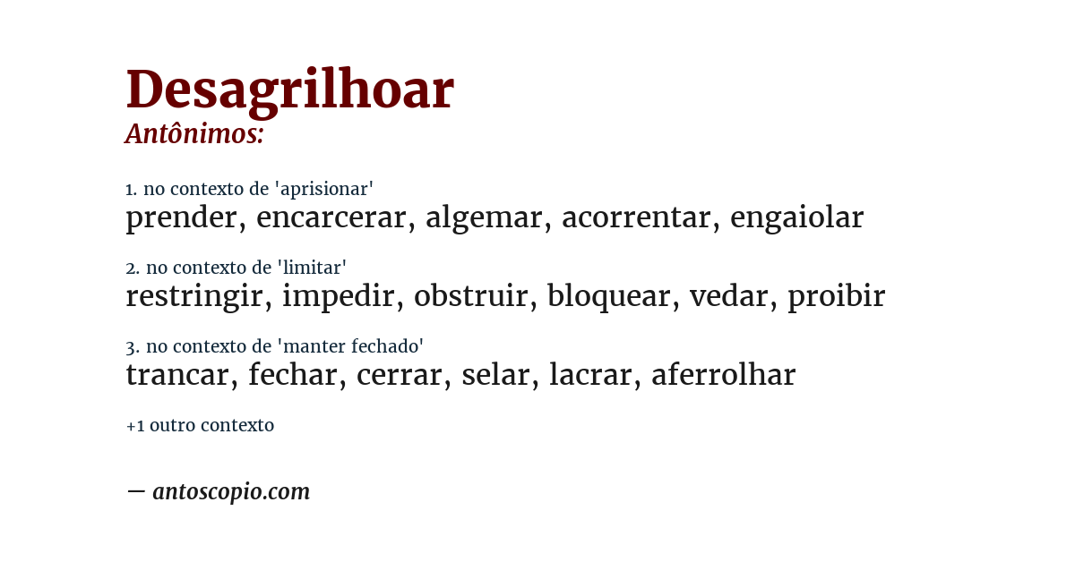 Antônimo de desagrilhoar