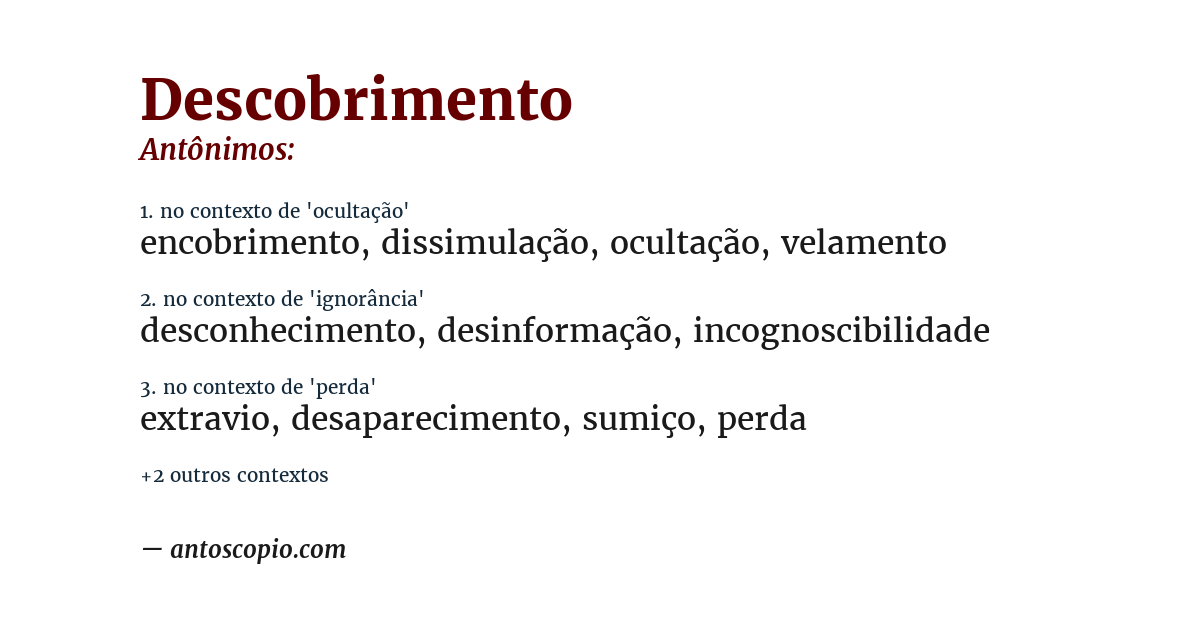 Antônimo de descobrimento