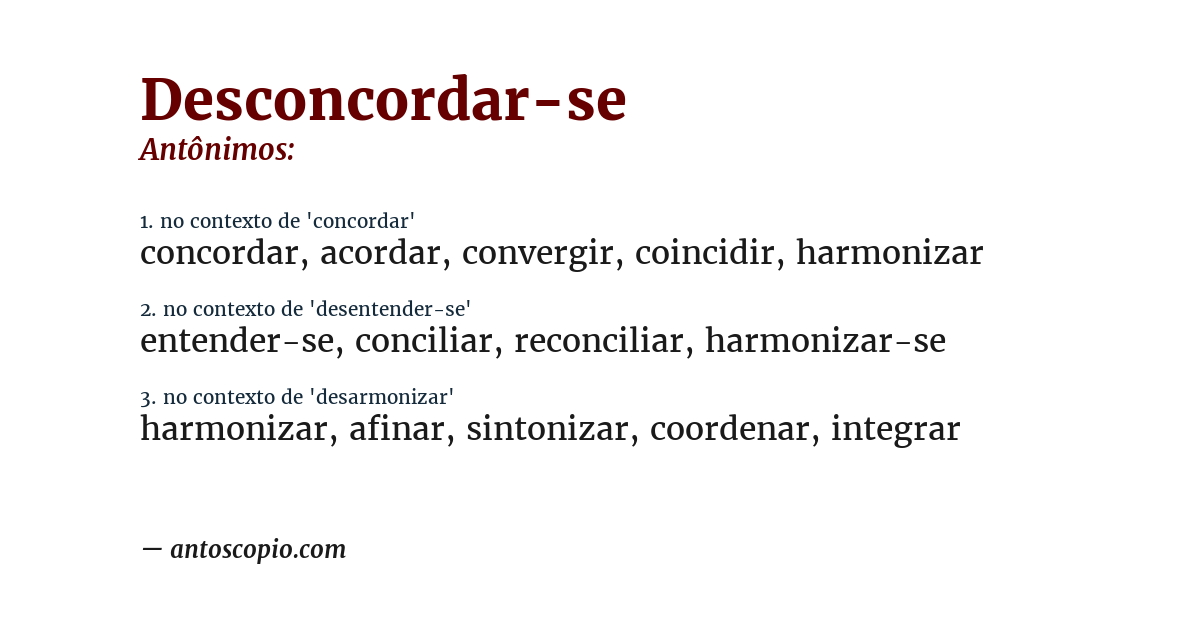 Antônimo de desconcordar-se