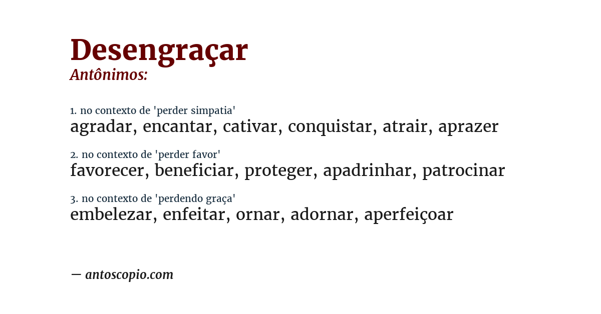 Antônimo de desengraçar