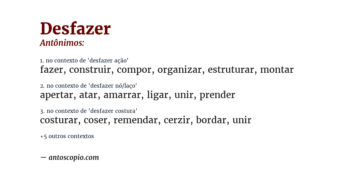 Antônimo de desfazer