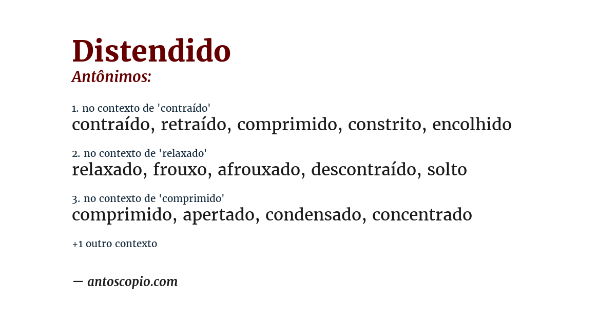 Antônimo de distendido
