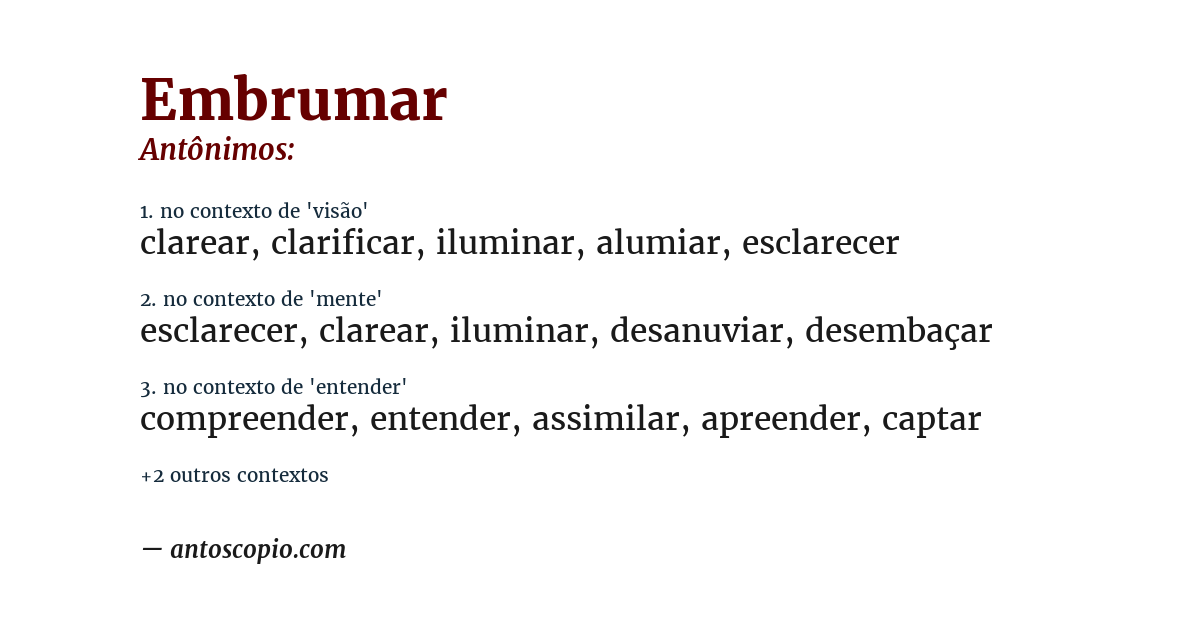 Antônimo de embrumar