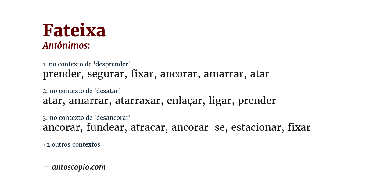 Antônimo de fateixa