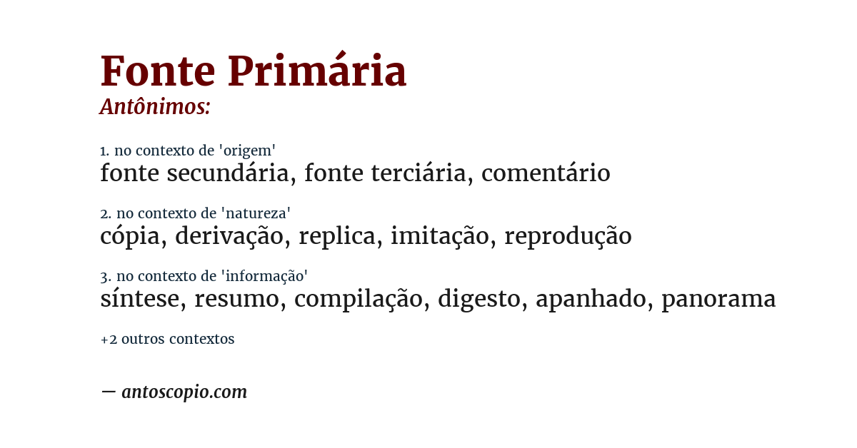 Antônimo de fonte primária